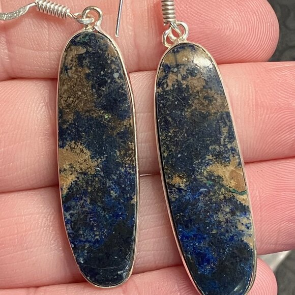 Azurite Earrings Stone Crystal Jewelry - Picture 4 of 6